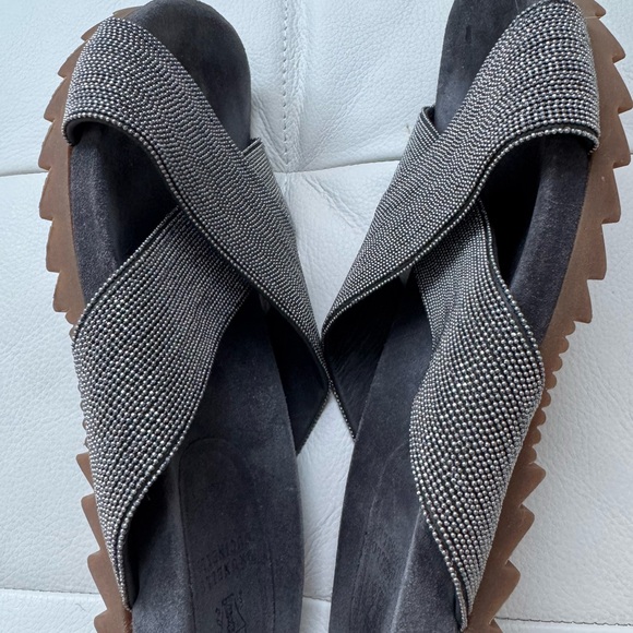 🎁Authentic Brunello Cucinelli Monili gray summer shoes sandals flip flops 7 7.5 - Picture 2 of 10